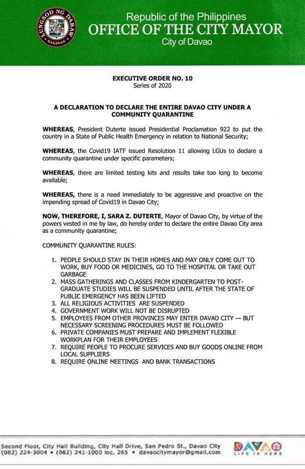 Davao City Under Community Quarantine