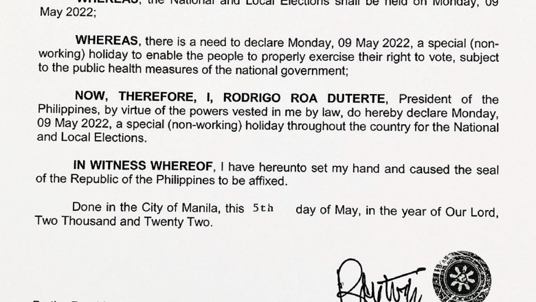 May 9 declared as special non-working holiday