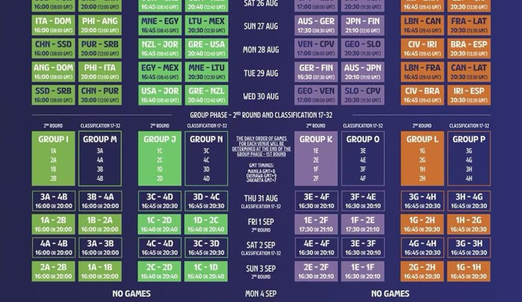 The FIBA Basketball World Cup 2023 schedule has been released